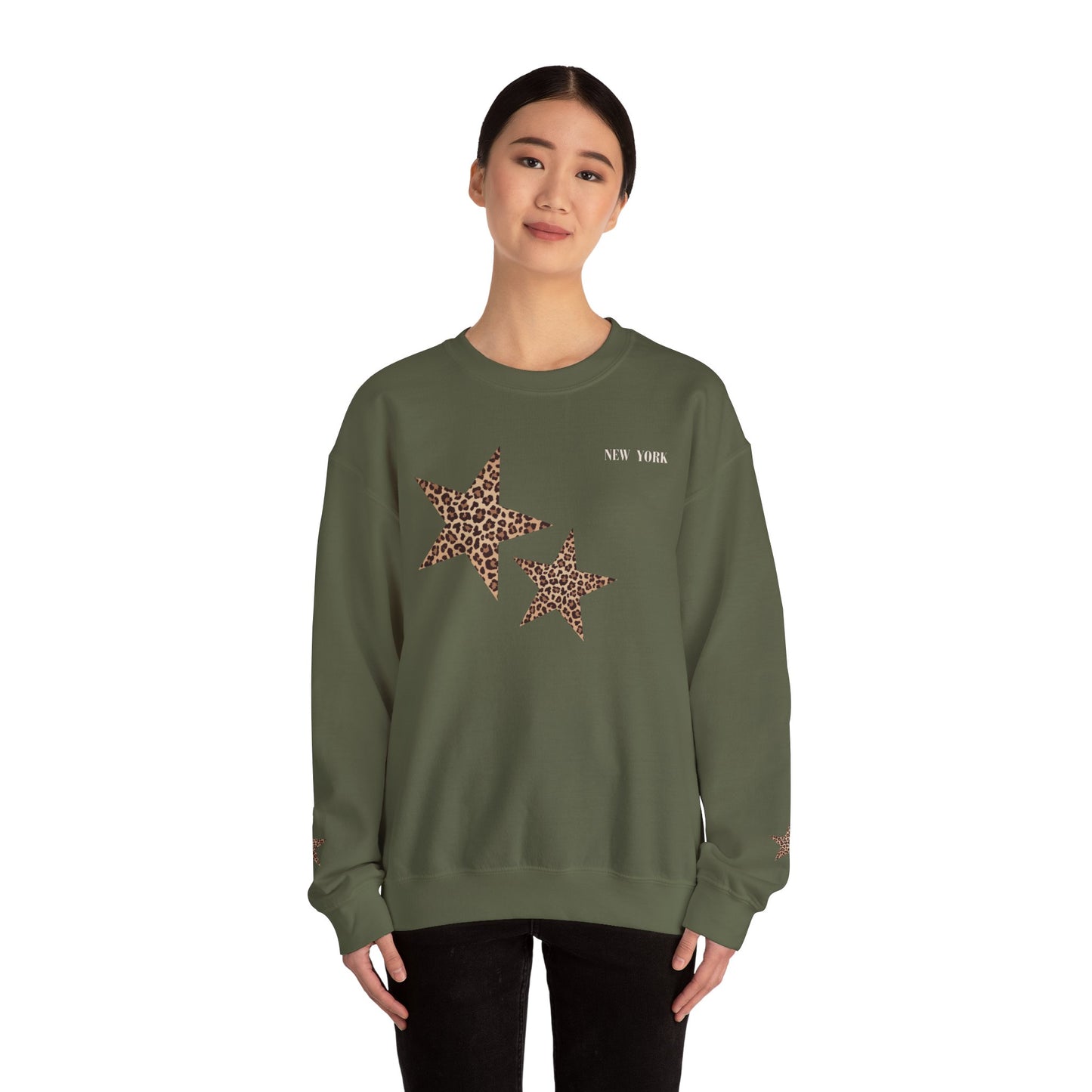 Leopard print sweatshirt; sleeve design