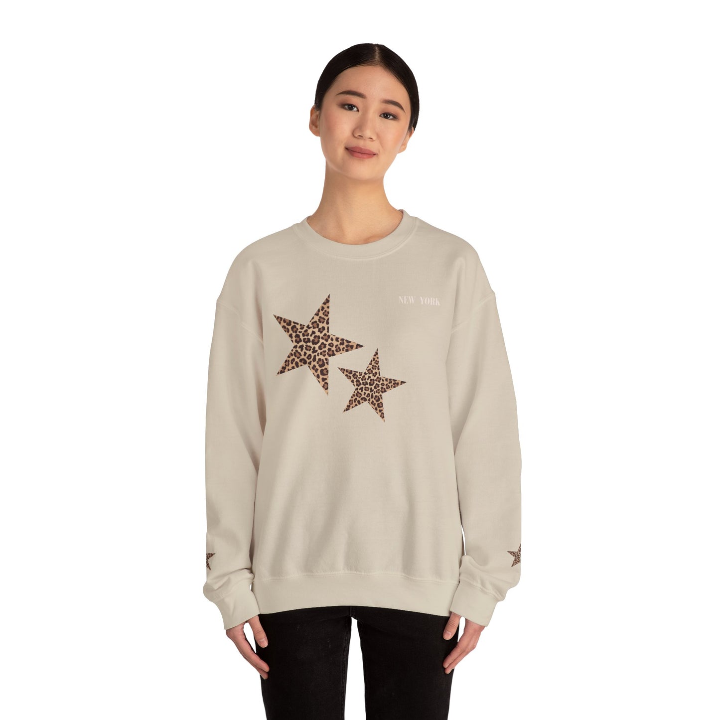 Leopard print sweatshirt; sleeve design
